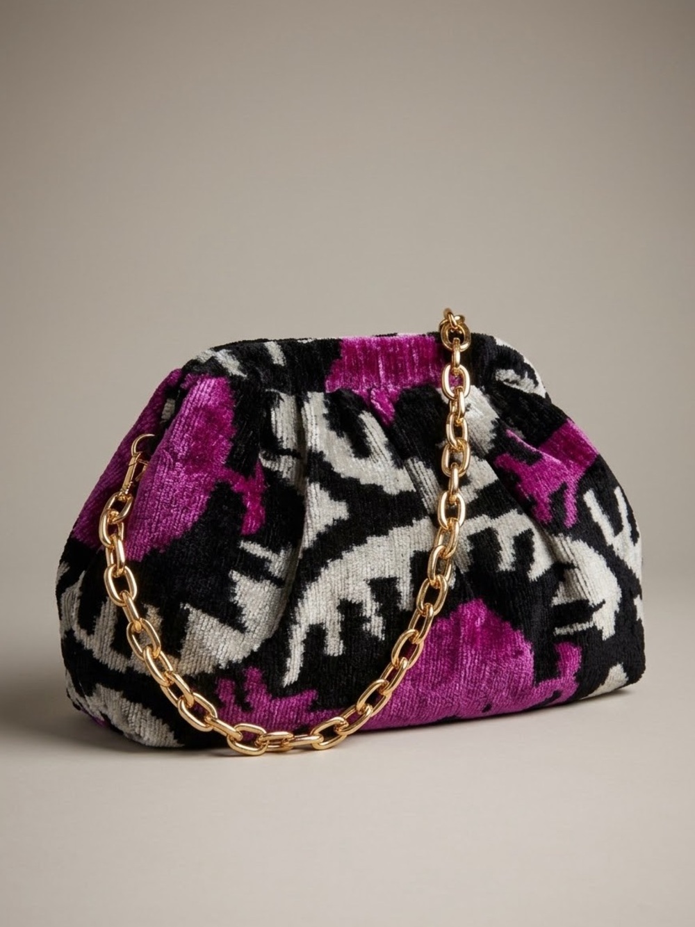 Ayca Design Multicolor Tapestry Clutch Shoulder Bag With Chain Strap
